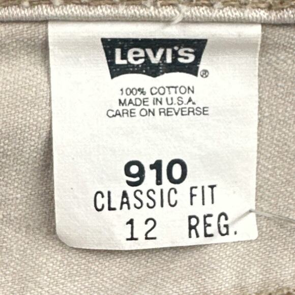 VTG Levis 910 Shorts 12 Beige Classic Fit USA 1998 Street Tan High Rise Preppy - Picture 9 of 15